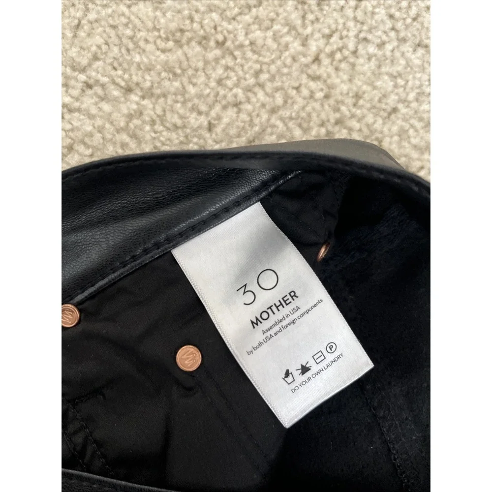MOTHER Super Swooner Wax On Wax Off Black Faux Leather Pants Size 30